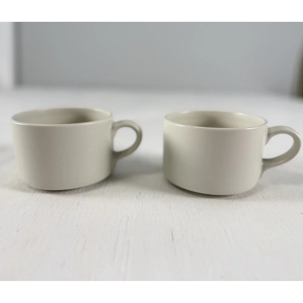 WEDGWOOD STONEWEAVE LINEN CUPS Made In Japan 1996 Coffee Tea Mugs Set Of 2